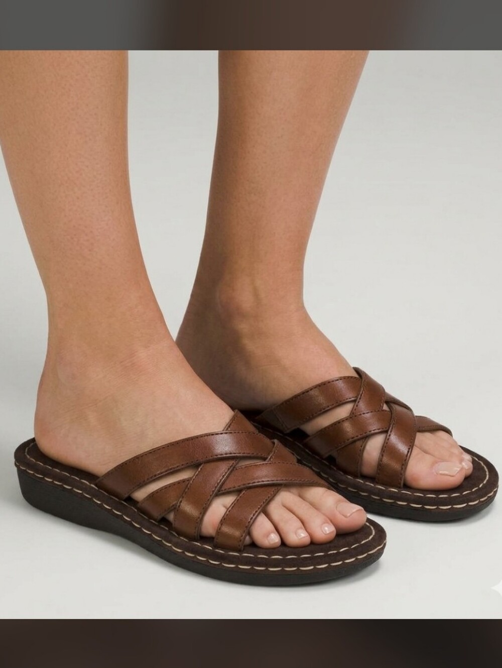 Sideout Aruba Brown Leather Strappy Comfort Summer Sandals Women's Size 9